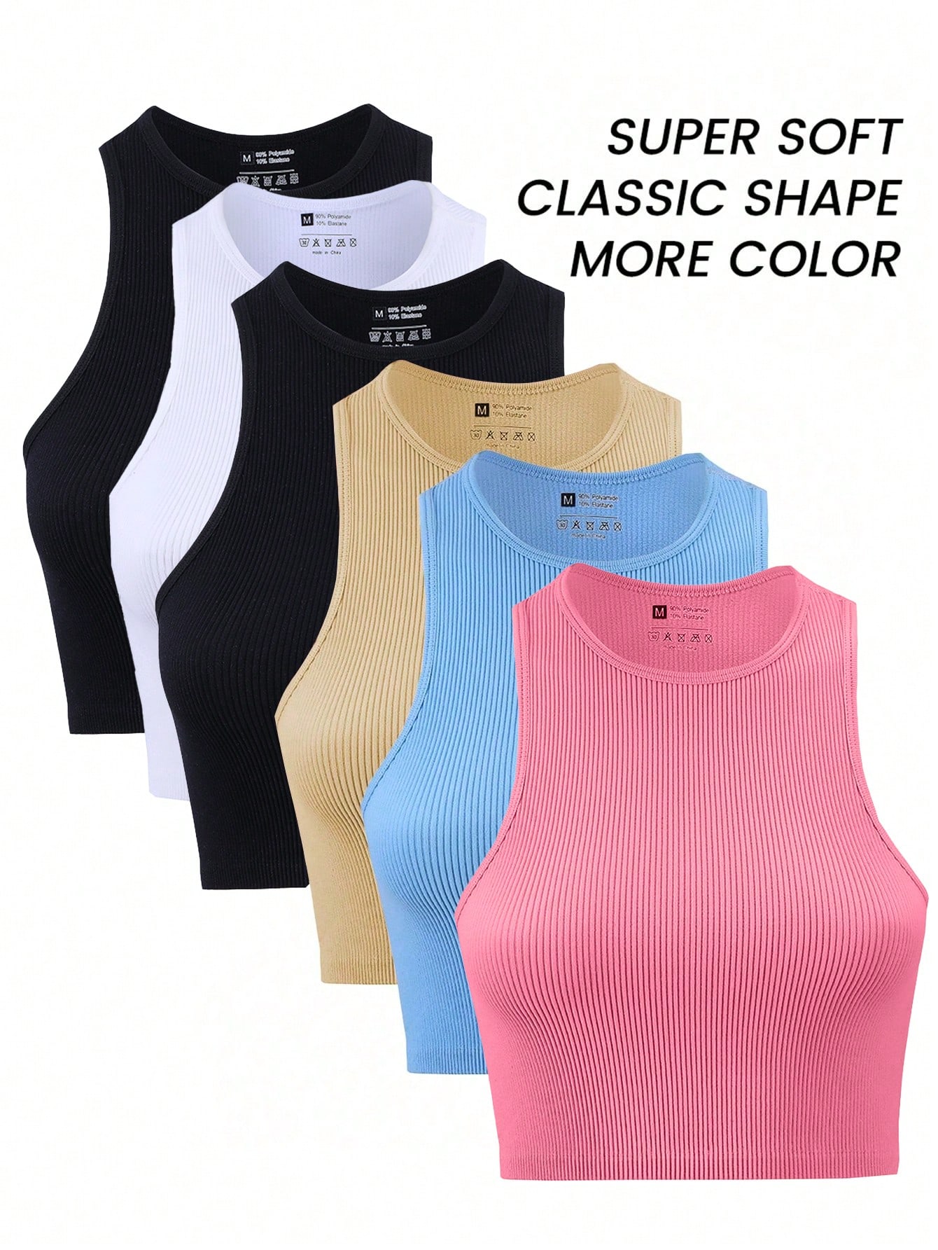 6Pcs Seamless Ribbed Workout C - Tank Top Ribbed recension och pris